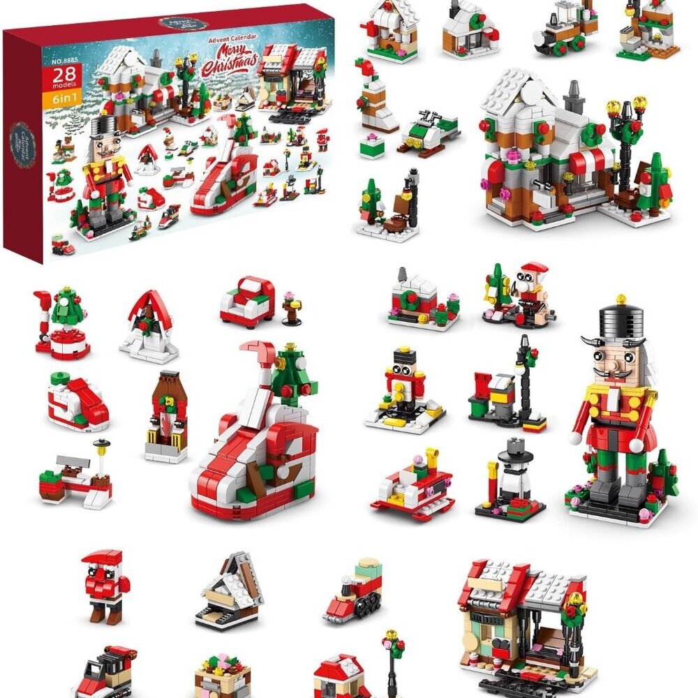 Christmas Advent Calendar, Kids 24 Days Countdown Xmas Building Blocks Toys 28